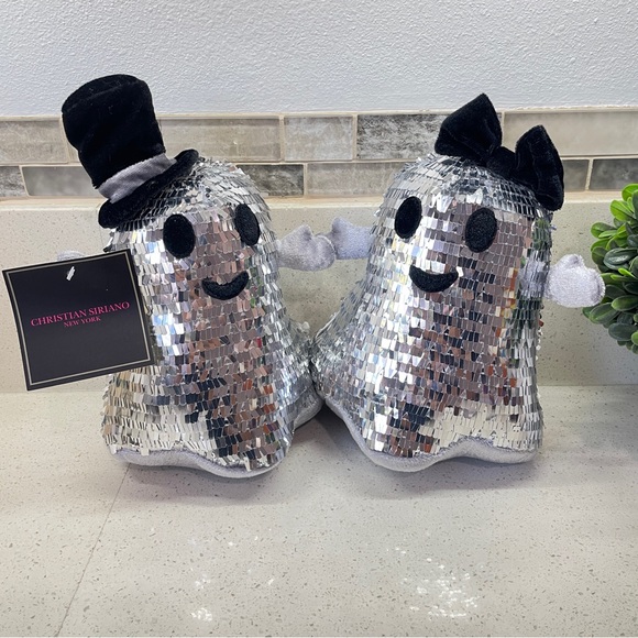 Christian Siriano Other - NEW Christian Siriano Silver Disco Ball Stuffed Ghost Couple Halloween Decor